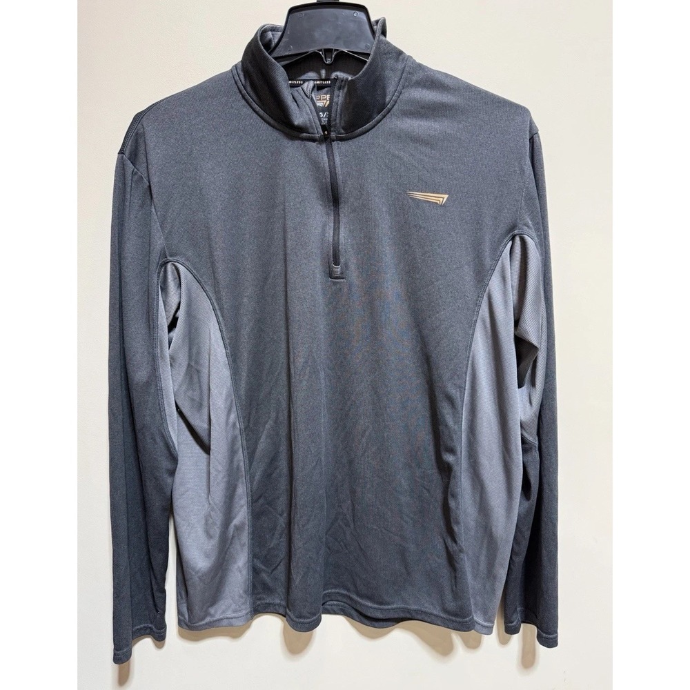 Copper Fit Mens Activewear Gray Long Sleeve Stretch 1/4 Zip Pullover Shirt XL
